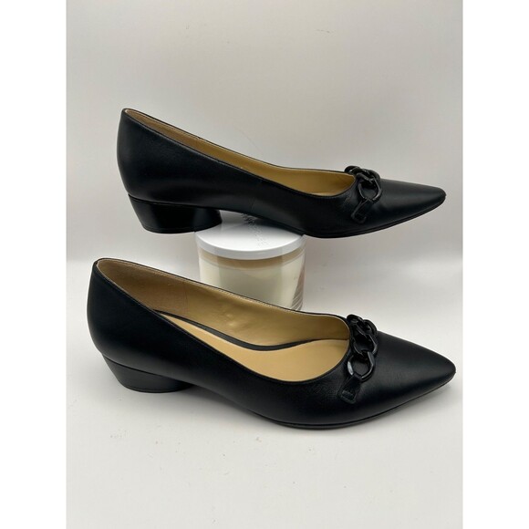 Naturalizer Becca Women's Chain Pumps Leather Black Matte Size 8 WIDE - Picture 3 of 9